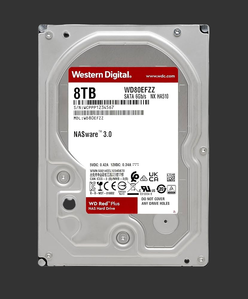 Western Digital 8TB Red Plus NAS 3.5 WD80EFPX -256mb Cache