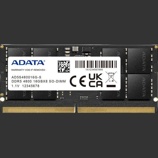 (Sodimm) Adata 16GB (1x16GB) 4800MHz DDR5 SODIMM Memory - AD5S480016G-S