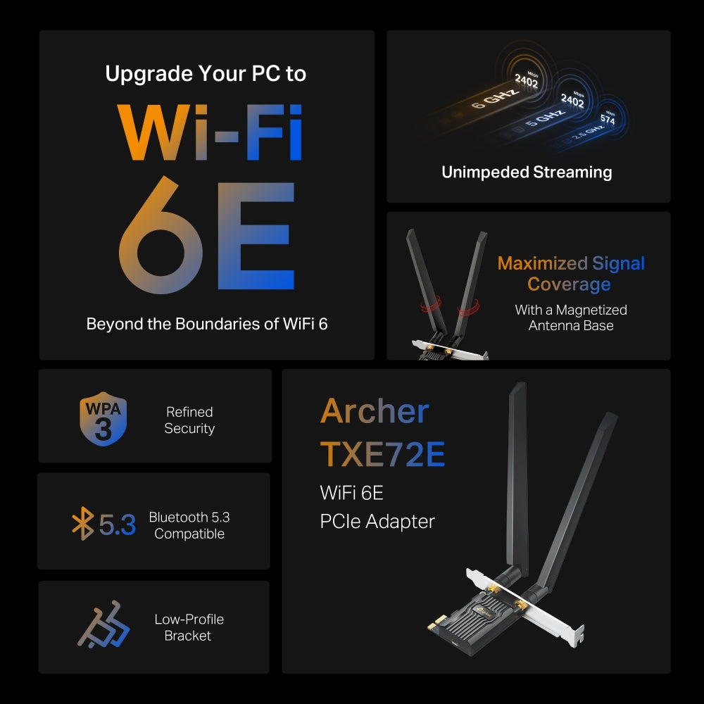 TP-Link Archer TXE72E AXE5400 WiFi 6E BT 5.3 PCIe adapter
