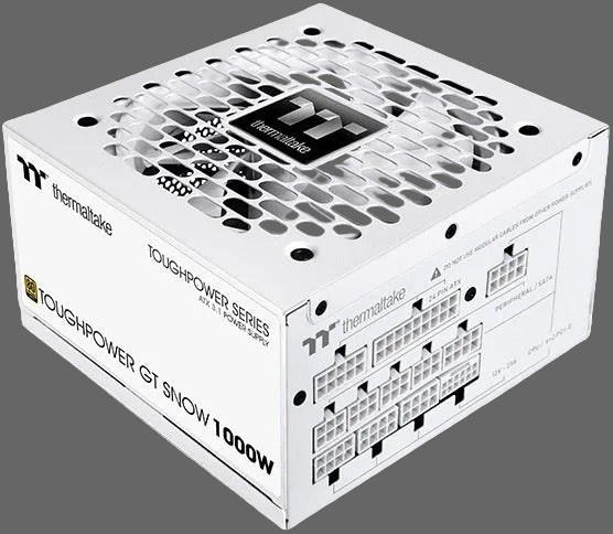Thermaltake Toughpower GT Snow 1000W power supply unit on a white background