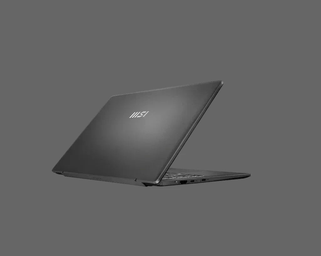 Black laptop with MSI logo on a white background