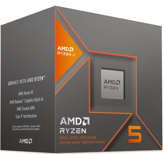 AMD Ryzen 5 8600G 6Cores/12Threads, 65 watts, Max Freq 5.050Ghz, 24MB Cache, Wraith Stealth Cooler, Radeon™ Graphics