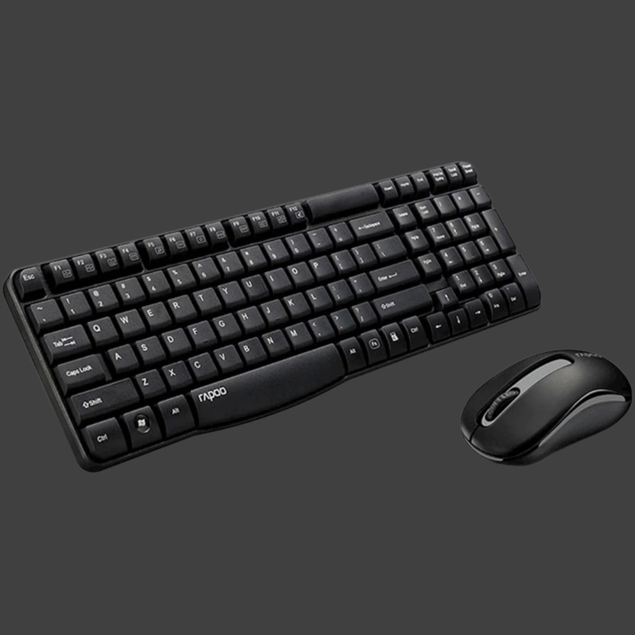 RAPOO X1800S 2.4GHz Wireless Optical Keyboard Mouse Combo Black - 1000DPI Nano Receiver 12m Battery (Black)