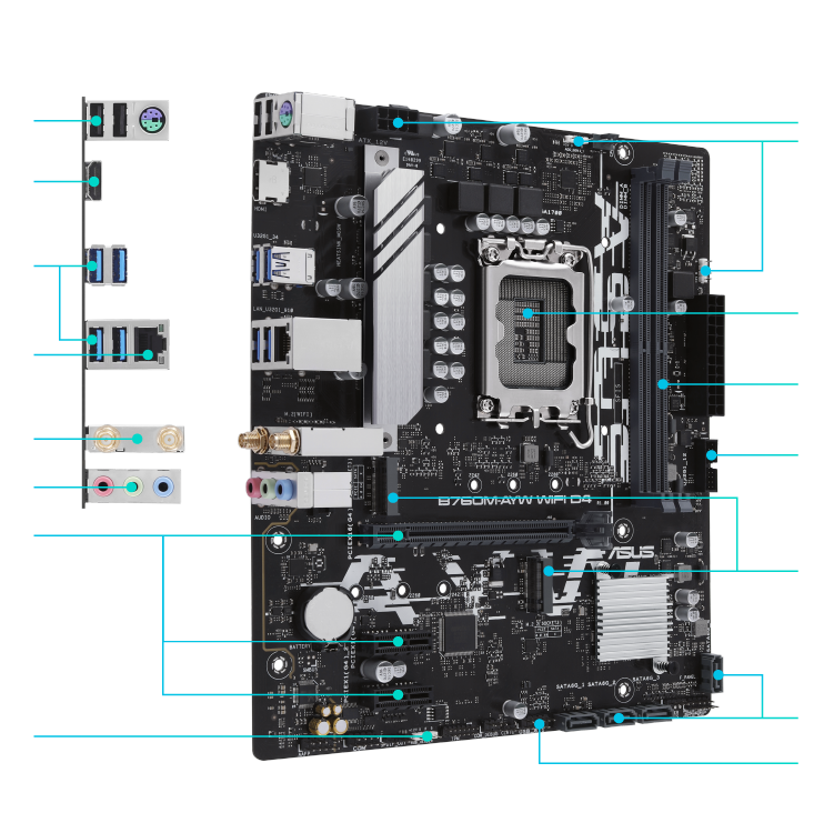 Asus B760M-AYW WIFI D4 DDR4 mATX motherboard